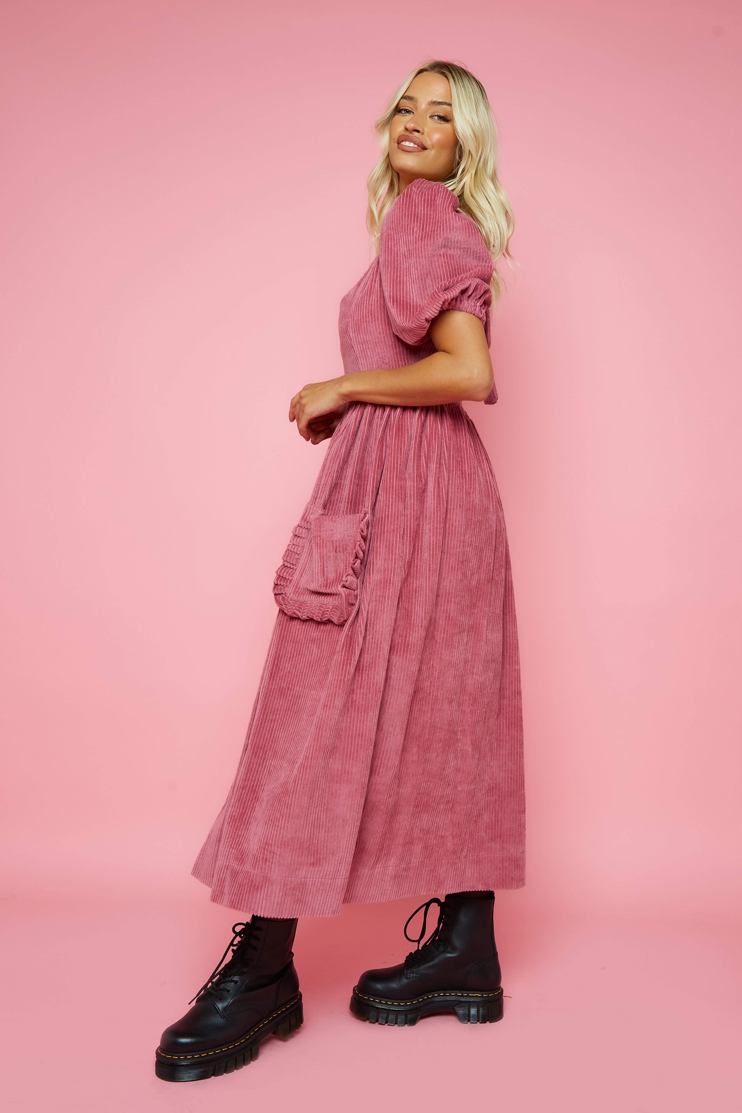 Pink cord dress 2025